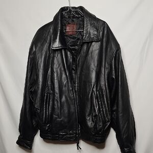 J. Park Collection Black Geniune 100% Blended Lamb Leather Zip Up Moto Jacket L